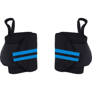 Wrist Polsbanden - 2 stuks - Lichtblauw / Zwart - Fitness en Crossfit Polsband- Polsbandage Wrist Support Wraps - Pols Bandage Band - Bodybuilding Support - Gewichthef Straps - Krachttraining Lifting Workout Straps