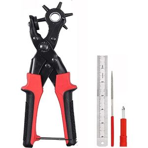 Gaatjestang voor Riem en Leder - Rood - Professionele Gaatjestang - Ponstang - Revolvertang - Gatentang - Perforatietang