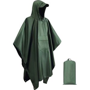 Poncho Regenjas met Capuchon Legergroen