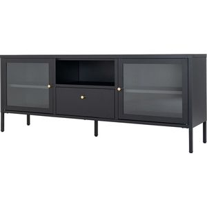 Artichok - James - TV Meubel - Zwart - Metaal - Glas - 3 Deuren - Industrieel - 160 cm