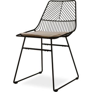 Nolon - Pluck - Draadstoel - Zwart - Metaal - Zitkussen Beige - Industrieel