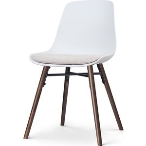 Nolon Nena-Liv Eetkamerstoel Wit - Beige Kussen - Walnoot
