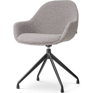 Nolon Nola-Mae draaibare eetkamerstoel bouclé taupe - zwart onderstel