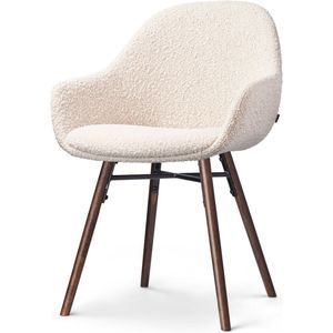 Nolon Nena-Mae Eetkamerstoel - Bouclé Beige - Houten Poten - Walnoot - Design