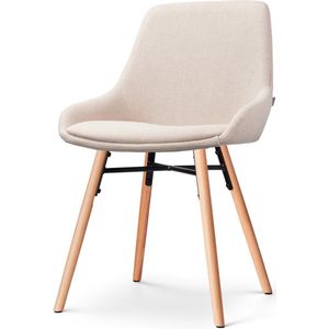 Nolon Nena-Isa Eetkamerstoel Beige - Stof - Zonder Armleuning - Houten Poten - Scandinavisch - Comfortabel