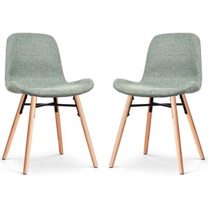 Nolon Nena-Fé eetkamerstoel zacht groen - houten onderstel - set van 2