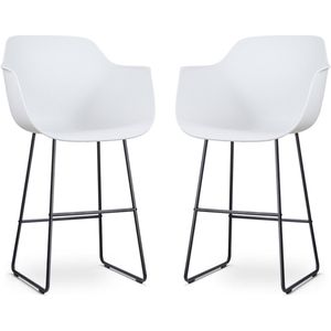 Nolon Nino-Puk barkruk wit - zwart onderstel - 75 cm - set van 2
