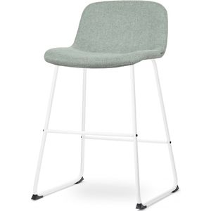Nolon Nino-Mats Barkrukken Set van 2 Zacht Groen - Wit Onderstel - Zithoogte 65 cm - Stof - Voor Kookeiland