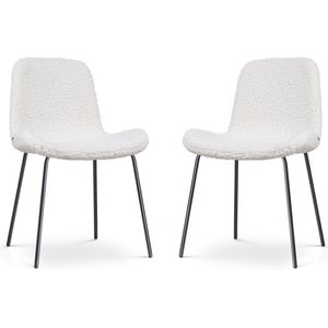 Nolon Nora-Fé Eetkamerstoelen Set van 2 - Teddy Wit - Zwarte Poten