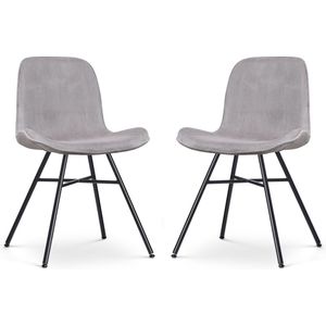 Nolon Noa-Fé Eetkamerstoelen Set van 2 - Rib Warm Grijs - Zwarte Poten