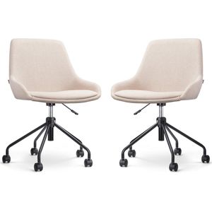 Nolon - Nout-Isa - Bureaustoelen - Beige - Chenille en Metaal - Set van 2