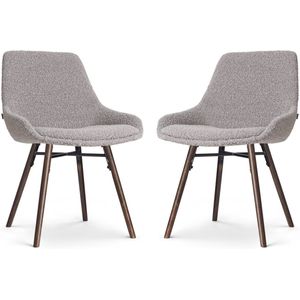 Nolon Nena-Isa eetkamerstoel bouclé taupe - walnoot houten onderstel - set van 2