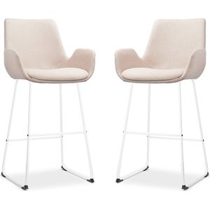 Nolon Nino-Eef barkruk beige - wit onderstel - 75 cm - set van 2
