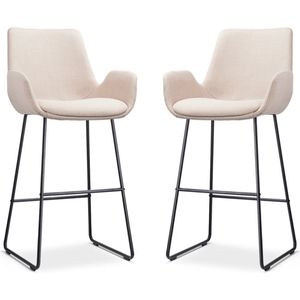 Nolon Nino-Eef barkruk beige - zwart onderstel - 75 cm - set van 2