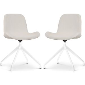 Nolon Nola-Fé Draaibare Eetkamerstoelen Set van 2 Rib Crème - Wit