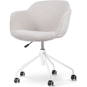 Nolon - Nout-Mare Bureaustoel - Bouclé Beige - Stof - Wieltjes - Wit Onderstel