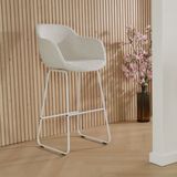 Nolon Nino-Mare barkruk bouclé beige - wit onderstel - 65 cm