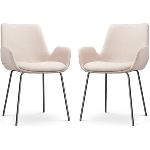 Nolon Nora-Eef eetkamerstoel beige - zwart onderstel - set van 2