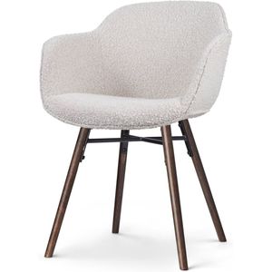 Nolon - Nena-Mare Eetkamerstoel - Bouclé Beige - Houten Poten - Walnoot