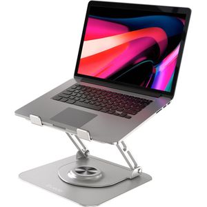 Thredo Aluminium Laptop Standaard/Houder - Verstelbaar en 360º Draaibaar - Macbook/Laptop/Tablet 10-17"" Inch - Zilver / Silver