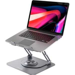 Thredo Aluminium Laptop Standaard/Houder - Verstelbaar en 360º Draaibaar - Macbook/Laptop/Tablet 10-17"" Inch - Grijs / Space Grey