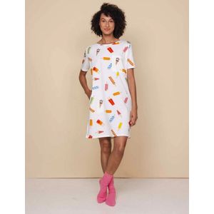 SNURK - T-Shirt Dress - Wit - Popsicles - Dames T-shirtjurk