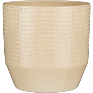 Mica Decorations Bloempot model Nola - beige - D24 x H22 cm - relief dots