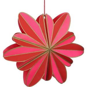 House of Seasons Gonda Hangende Decoratie Bloem - H14 x Ø45 cm - FSC Mix - Papier - Rood