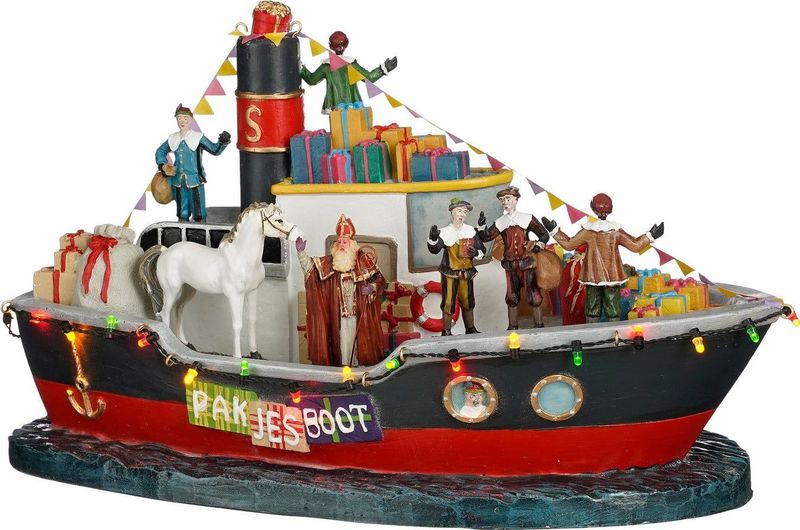 Luville - Molendam - Kerstdorp Miniatuur - Pakjesboot - 32,5 x 17,5 x 19 cm