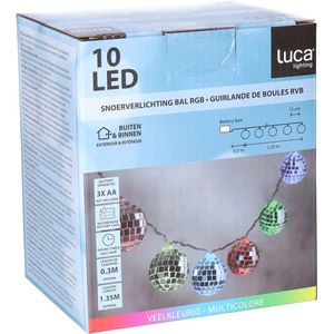LED discobollen lichtsnoer - 10 led bolletjes -gekleurd - 150 cm - disco - spiegelbollen - Lichtsnoeren
