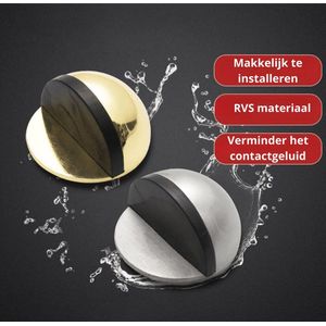 Waledano® Vloerdeurstopper - zonder boren zelfklevende geluiddemper - RVS - zelfklevende deurstopper - RVS Deurstopper binnendeur - Incl. 2 schroeven & Zelfklevend Tape -Kleur Goud 2 STUKS