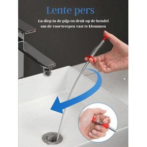 Waledano® Ontstoppingsveer - Gootsteenontstopper - Afvoerreiniger Sticks - RVS - Gootstenen en leidingen - Reinigingsgereedschappen 60cm Lang