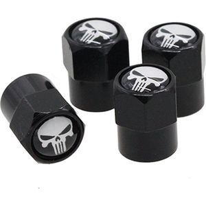 Waledano® PREMIUM universele Auto Ventieldopjes - Ventiel - Wit - Autoventieldoppen - Wiel - Motor - Scooter - Auto - Doodskop - Banden - Metaal - Banden Accessoires - Universele Ventieldoppen - 4 STUKS