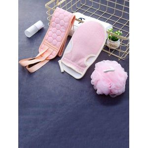 Waledano® 3-Delige Rug Scrubber - Scrub Handschoen - Scrub Band - Scrub Spons - Spa - Douche - Bad - Massage - Roze