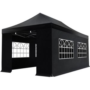 Easy up 3x6m zwart 30mm (aluminium buizen) semi prof partytent opvouwbaar