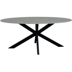 Eettafel ovaal 180cm Figo marmerlook grijs ovale tafel steen