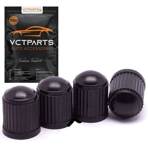 VCTparts® Universele Ventieldoppen Zwart – Set van 4 Stuks Antilek en Luchtdicht met Roestbescherming