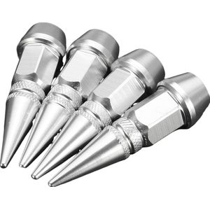 VCTparts® Ventieldoppen Slotbout Kogelstijl Roestbestendige Punt Doppen - Aluminium Zilver (Set 4 stuks)