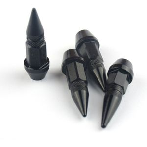 VCTparts Ventieldoppen Slotbout Kogelstijl Roestbestendige Punt Doppen - Aluminium Zwart (Set 4 stuks)