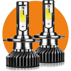VCTparts® H4 LED Dimlicht Koplampen 8000K – Helder Wit/IJsblauw Licht met Ventilator en Canbus Decoder (Set van 2)