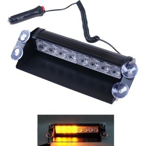 VCTparts Raamflitser Oranje Led Stroboscoop Zwaailicht met Zuignappen en 12V Plug