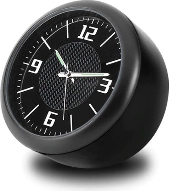 VCTparts Chique Auto Klokje Opplakbaar en Clip - Dashboard Clock Tijd Zwart
