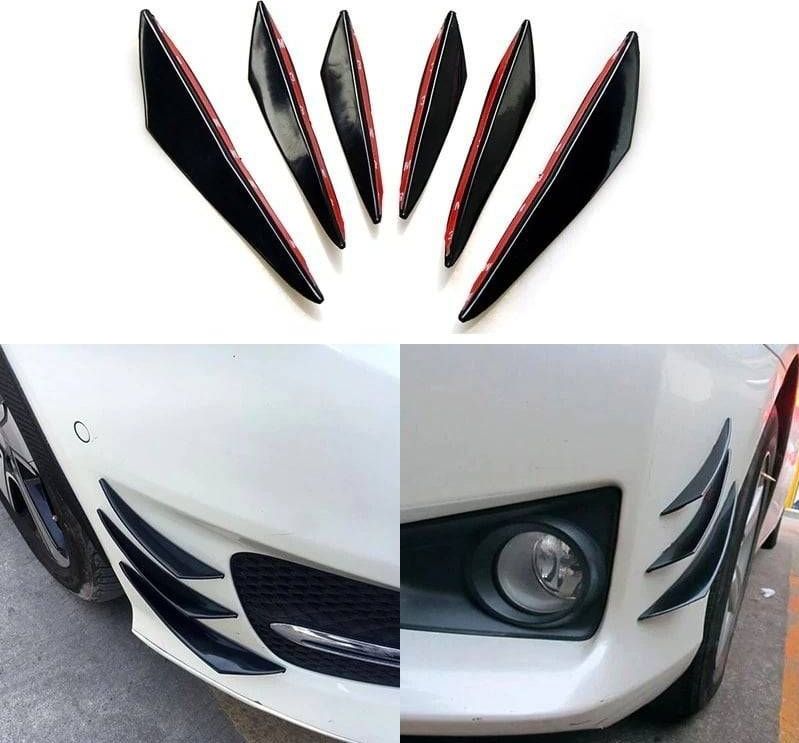 VCTparts Universele Voorbumper Spoiler Vinnen Zwart (set)