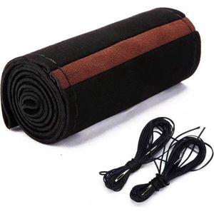 VCTparts® Stuurwiel Kunstleer Bekleding Hoes met Naald en Draad - Stof Zwart
