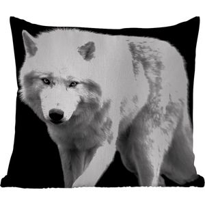 Tuinkussen - Wolf - Dier - Zwart - Wit - 40x40 cm - Weerbestendig