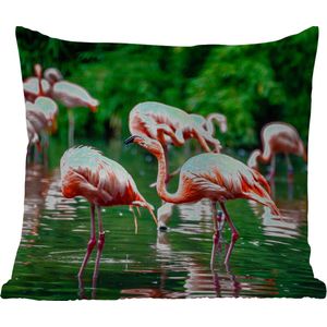 Tuinkussen - Flamingo - Tropisch - Vogel - Water - Roze - 40x40 cm - Weerbestendig