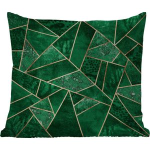 Sierkussen Buiten - Smaragd - Goud - Abstract - Patronen - 60x60 cm - Weerbestendig