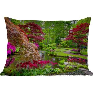 Buitenkussens - Tuin - Bomen - bloemen - Japans - Natuur - Water - 50x30 cm