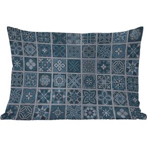 Buitenkussens - Tuin - Bloemen - Blauw - Patronen - Figuren - 50x30 cm