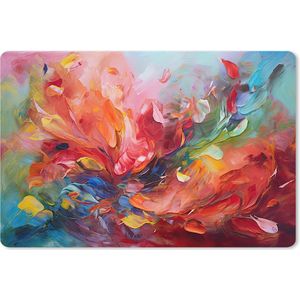 Muismat XXL - Bureau onderlegger - Bureau mat - Olieverf - Kunst - Abstract - Kleurrijk - 90x60 cm - XXL muismat